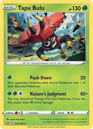 Tapu Bulu 016/163 - Reverse Holofoil SWSH05 Battle Styles - Holo Rare