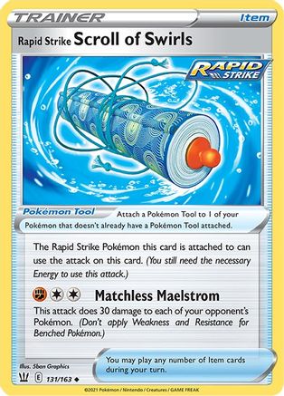 Rapid Strike Scroll of Swirls 131/163 - Reverse Holofoil SWSH05 Battle Styles - Uncommon
