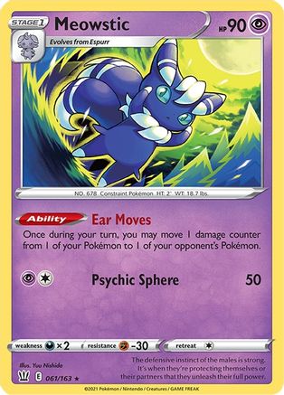 Meowstic 061/163 - Reverse Holofoil SWSH05 Battle Styles - Holo Rare