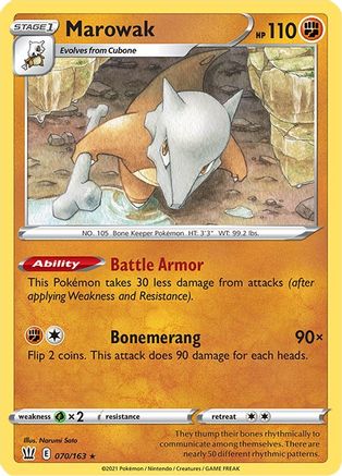 Marowak 070/163 - Reverse Holofoil SWSH05 Battle Styles - Rare