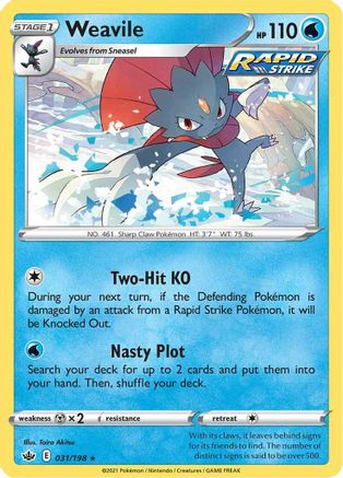 Weavile 031/198 - Holofoil SWSH06 Chilling Reign - Holo Rare