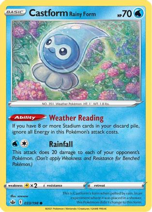 Castform Rainy Form 033/198 SWSH06 Chilling Reign - Common