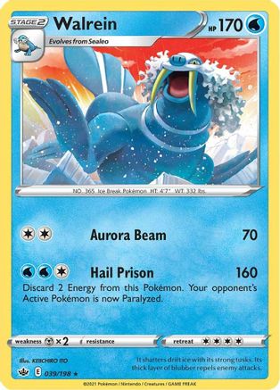 Walrein 039/198 SWSH06 Chilling Reign - Rare