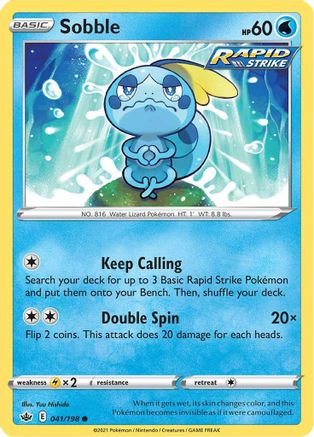 Sobble 041/198 - Reverse Holofoil SWSH06 Chilling Reign - Common