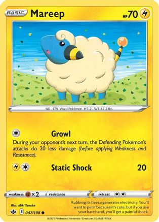 Mareep 047/198 - Reverse Holofoil SWSH06 Chilling Reign - Common