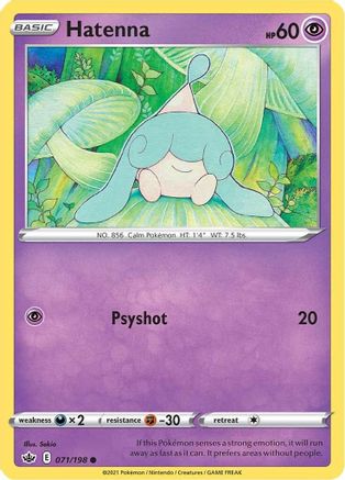 Hatenna 071/198 - Reverse Holofoil SWSH06 Chilling Reign - Common