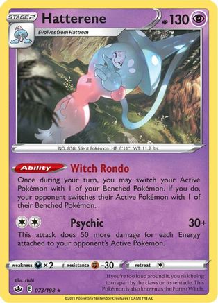 Hatterene 073/198 - Reverse Holofoil SWSH06 Chilling Reign - Holo Rare