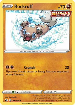Rockruff 086/198 - Reverse Holofoil SWSH06 Chilling Reign - Common