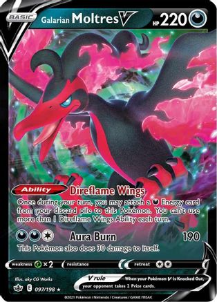 Galarian Moltres V 097/198 - Holofoil SWSH06 Chilling Reign - Ultra Rare