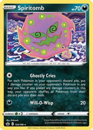 Spiritomb 103/198 - Reverse Holofoil SWSH06 Chilling Reign - Rare
