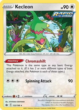 Kecleon 122/198 - Reverse Holofoil SWSH06 Chilling Reign - Rare