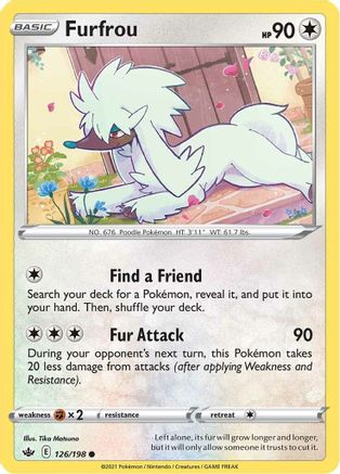 Furfrou 126/198 - Reverse Holofoil SWSH06 Chilling Reign - Common