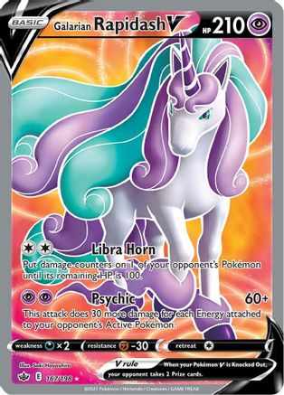 Galarian Rapidash V (Full Art) 167/198 - Holofoil SWSH06 Chilling Reign - Ultra Rare