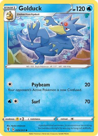 Golduck 025/203 - Reverse Holofoil SWSH07 Evolving Skies - Uncommon