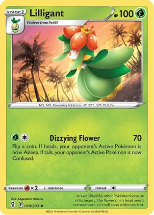 Lilligant 010/203 - Reverse Holofoil SWSH07 Evolving Skies - Rare