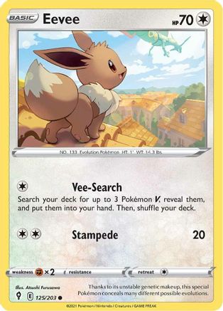 Eevee 125/203 - Reverse Holofoil SWSH07 Evolving Skies - Common