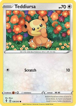 Teddiursa 126/203 SWSH07 Evolving Skies - Common