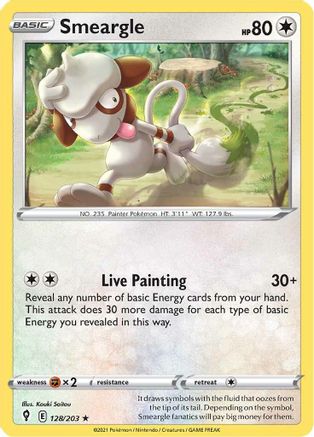 Smeargle 128/203 - Reverse Holofoil SWSH07 Evolving Skies - Rare