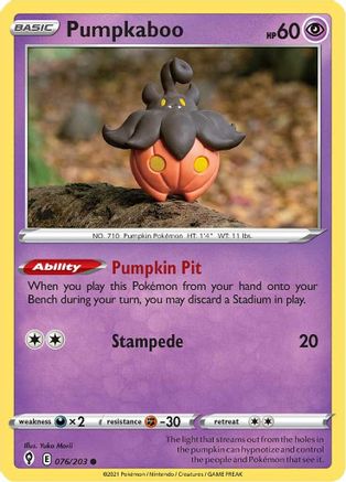 Pumpkaboo 076/203 - Reverse Holofoil SWSH07 Evolving Skies - Common