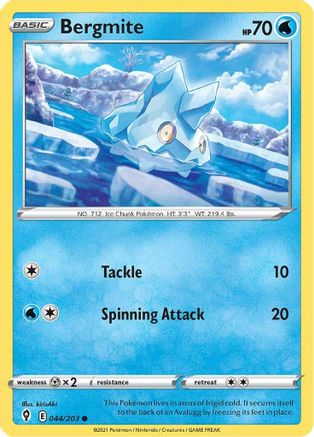 Bergmite 044/203 - Reverse Holofoil SWSH07 Evolving Skies - Common