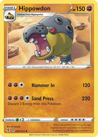 Hippowdon 085/203 - Reverse Holofoil SWSH07 Evolving Skies - Uncommon