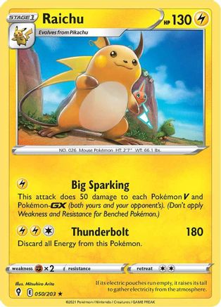 Raichu 050/203 - Holofoil SWSH07 Evolving Skies - Holo Rare
