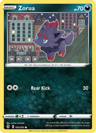 Zorua 102/203 - Reverse Holofoil SWSH07 Evolving Skies - Common