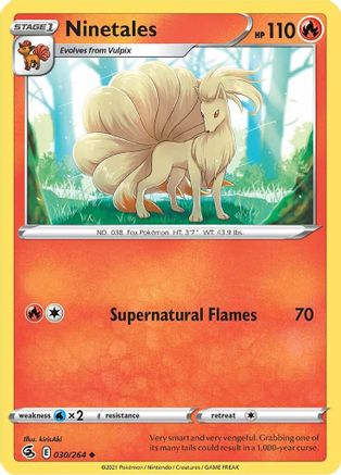 Ninetales (30) 030/264 - Reverse Holofoil SWSH08 Fusion Strike - Uncommon