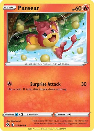 Pansear 037/264 - Reverse Holofoil SWSH08 Fusion Strike - Common