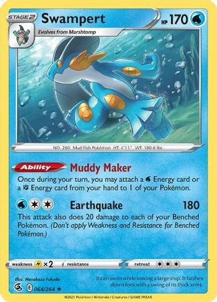 Swampert 064/264 - Reverse Holofoil SWSH08 Fusion Strike - Holo Rare