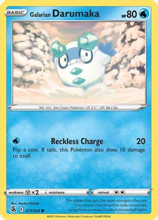Galarian Darumaka 071/264 - Reverse Holofoil SWSH08 Fusion Strike - Common