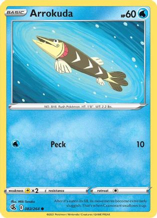 Arrokuda 082/264 - Reverse Holofoil SWSH08 Fusion Strike - Common