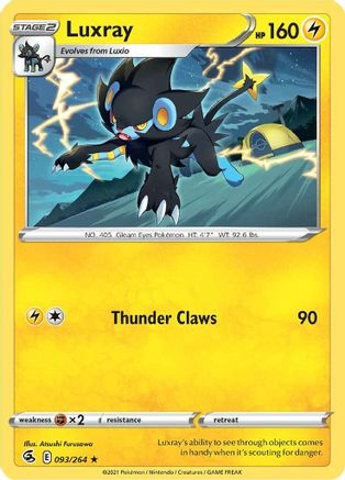 Luxray 093/264 - Reverse Holofoil SWSH08 Fusion Strike - Rare