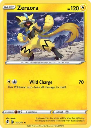 Zeraora 102/264 - Reverse Holofoil SWSH08 Fusion Strike - Rare