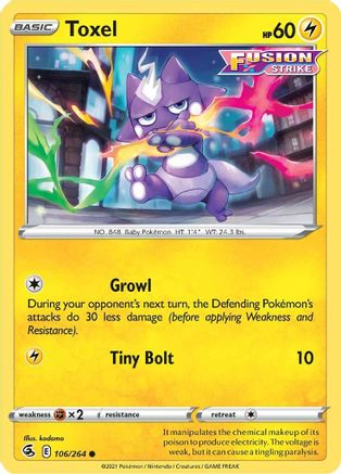 Toxel (106) 106/264 - Reverse Holofoil SWSH08 Fusion Strike - Common