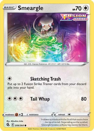 Smeargle 209/264 - Reverse Holofoil SWSH08 Fusion Strike - Common