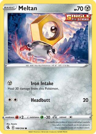 Meltan 188/264 - Reverse Holofoil SWSH08 Fusion Strike - Common