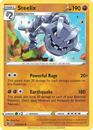 Steelix 139/264 - Reverse Holofoil SWSH08 Fusion Strike - Holo Rare