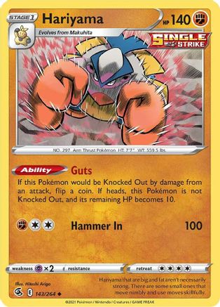 Hariyama 143/264 - Reverse Holofoil SWSH08 Fusion Strike - Uncommon