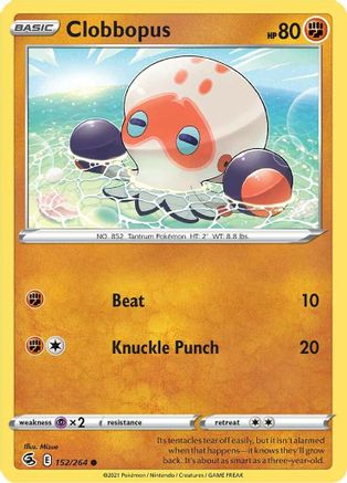 Clobbopus 152/264 - Reverse Holofoil SWSH08 Fusion Strike - Common