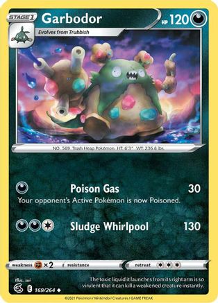 Garbodor 169/264 - Reverse Holofoil SWSH08 Fusion Strike - Uncommon