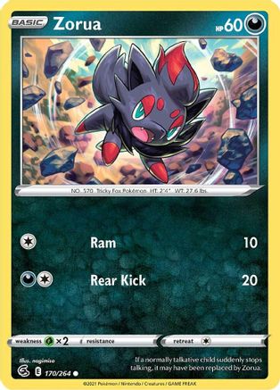 Zorua 170/264 - Reverse Holofoil SWSH08 Fusion Strike - Common