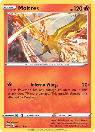 Moltres 021/172 - Reverse Holofoil SWSH09 Brilliant Stars - Holo Rare