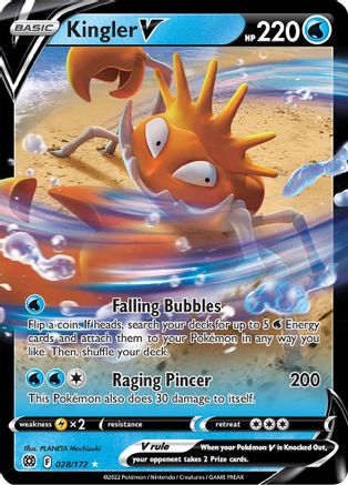 Kingler V 028/172 - Holofoil SWSH09 Brilliant Stars - Ultra Rare