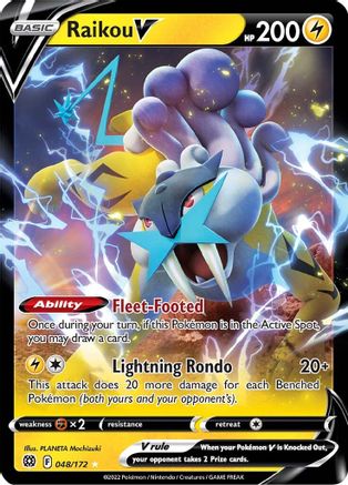 Raikou V 048/172 - Holofoil SWSH09 Brilliant Stars - Ultra Rare