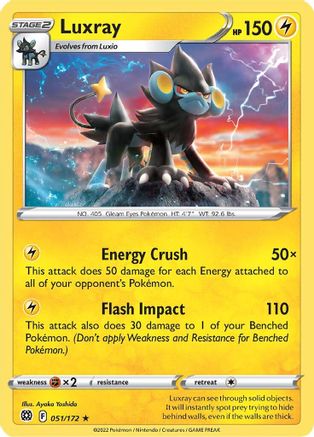 Luxray 051/172 - Reverse Holofoil SWSH09 Brilliant Stars - Rare