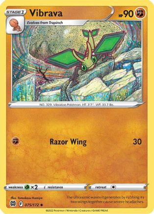 Vibrava 075/172 - Reverse Holofoil SWSH09 Brilliant Stars - Uncommon