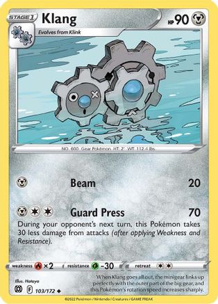 Klang 103/172 - Reverse Holofoil SWSH09 Brilliant Stars - Uncommon