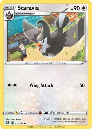 Staravia 118/172 - Reverse Holofoil SWSH09 Brilliant Stars - Uncommon