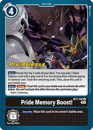 Pride Memory Boost! (BT7-105) - Next Adventure Pre-Release Cards Foil